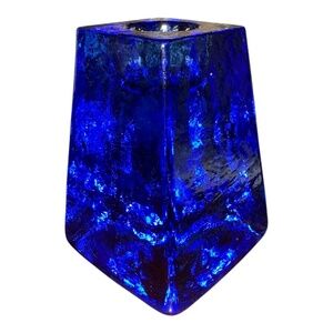 Fire & Light Cobalt Taper Candle Holder Signed